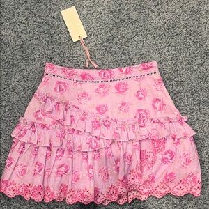 Floral Pink Ruffle Skirt